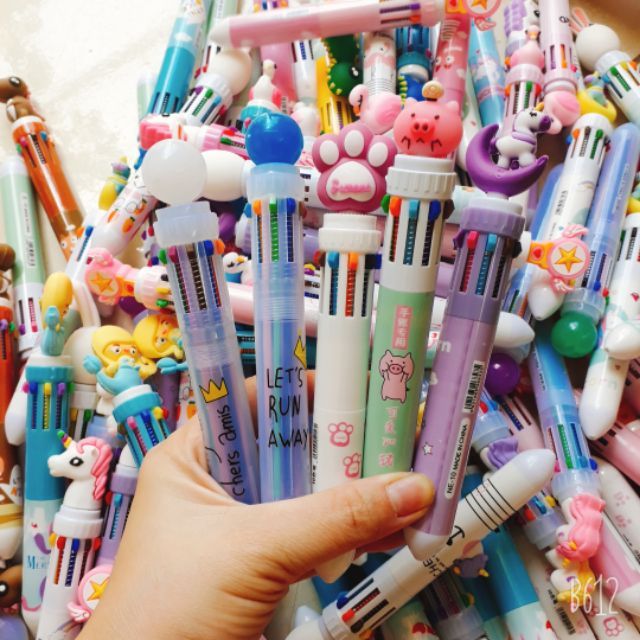Bút bi bấm 10 màu dễ thương