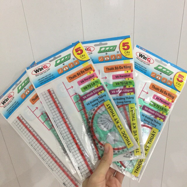 Combo 10 bộ thước bộ 5 cây thước dẻo trắng winq