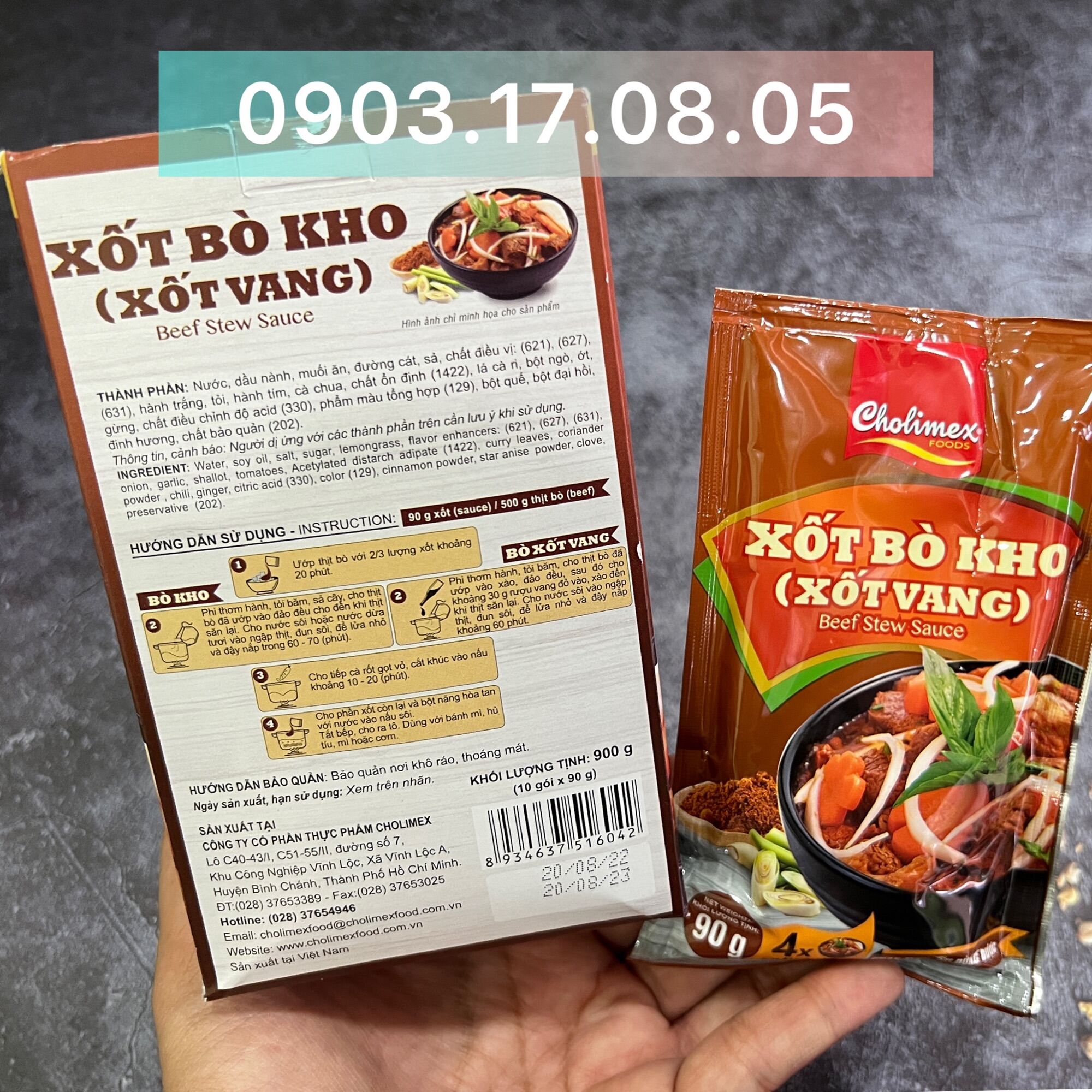 Xốt bò kho ( xốt vang) Cholimex 90gr[CHAY/MẶN]