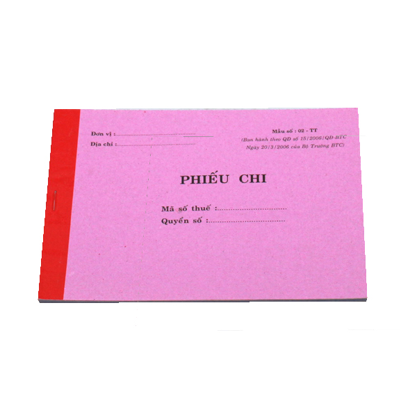 10 cuốn phiếu chi 1 liên giấy trắng - 100 tờ