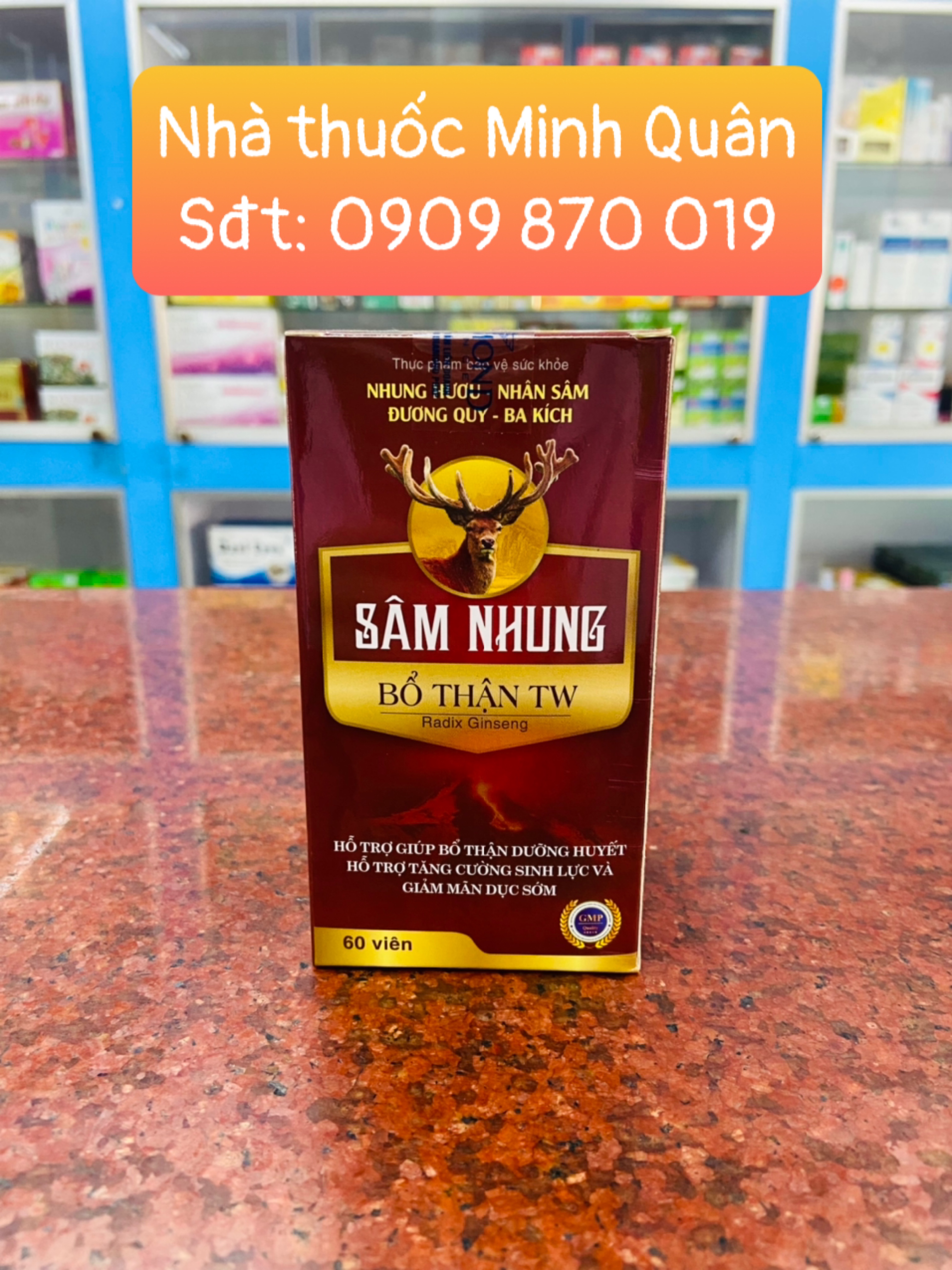 [Nhập RS0822 giảm 30k cho đơn 99k]Sâm Nhung Bổ Thân TW3 Hộp 60 viên