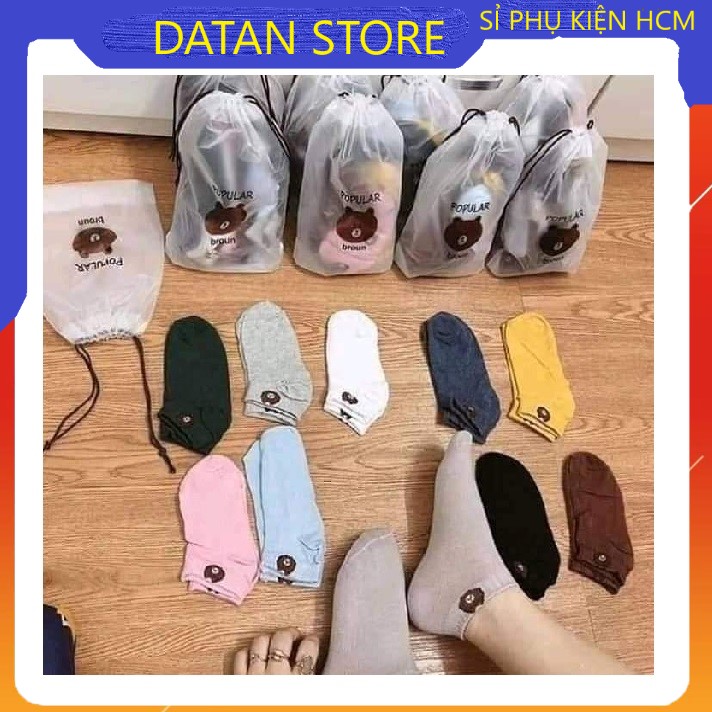 Set 10 Đôi tất hè kèm túi rút hàn quốc