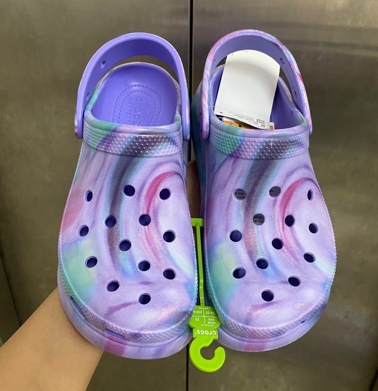 Crocs-[new model] selffix purple pattern crack, women's hight heels, pb205