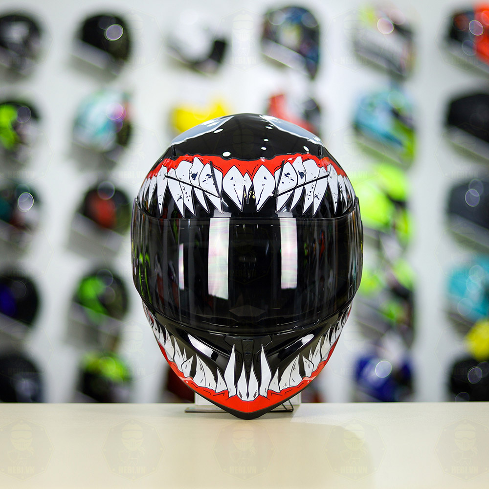 Mũ Fullface ROYAL M138b Đen Bóng Dán Tem Venom Đỏ
