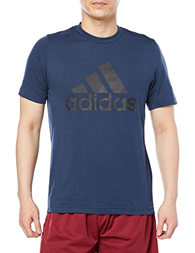 Adidas mens sport tshirt logo tee crew navy
