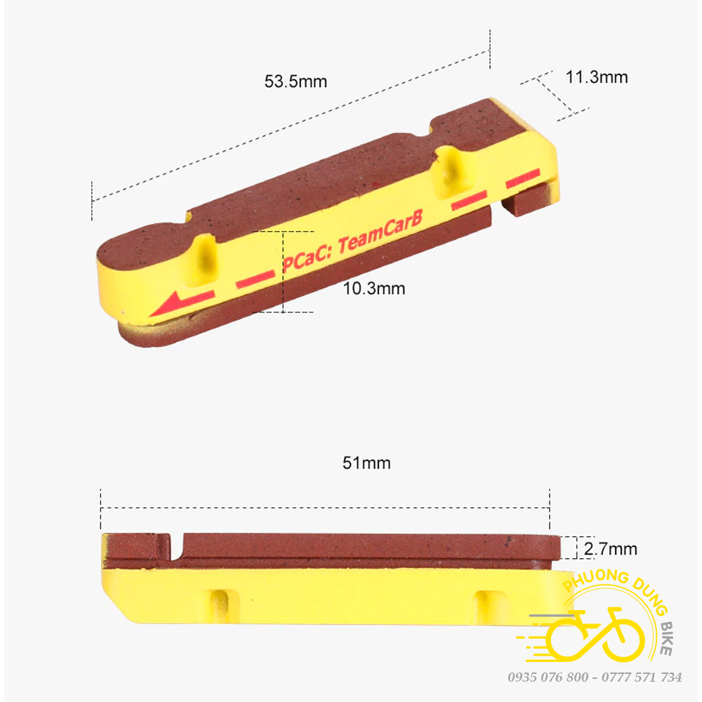 Cặp gôm phanh cho xe đạp road Carbon TeamCarb - 2 gôm phanh