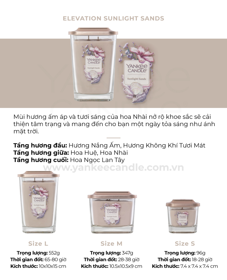Nến ly vuông Elevation Yankee Candle size M - Sunlight Sands