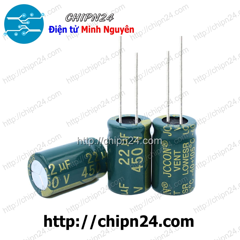 Tụ hóa 22uf 450v xanh lá tần số cao