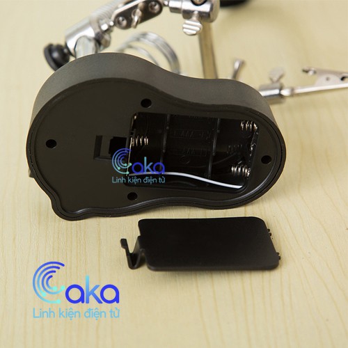 Kính lúp kẹp soi hàn mạch điện tử có đèn 2 Led và gác mỏ hàn