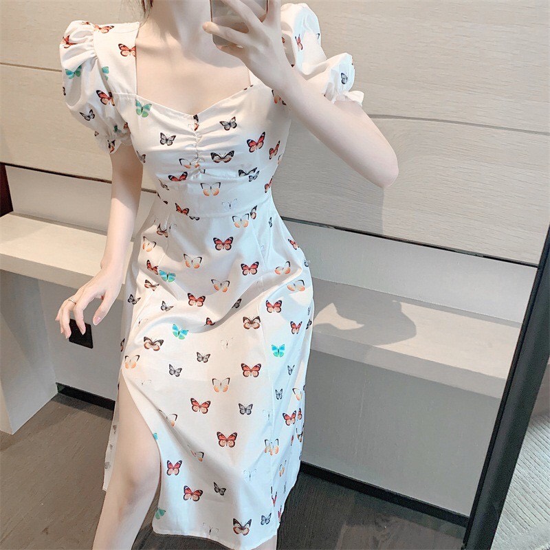 [HCM]Đầm kate phối họa tiết nhỏ nhắn