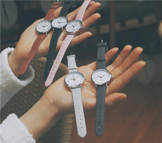 Đồng hồ nữ Ulzzang dây da mặt tròn cổ điển