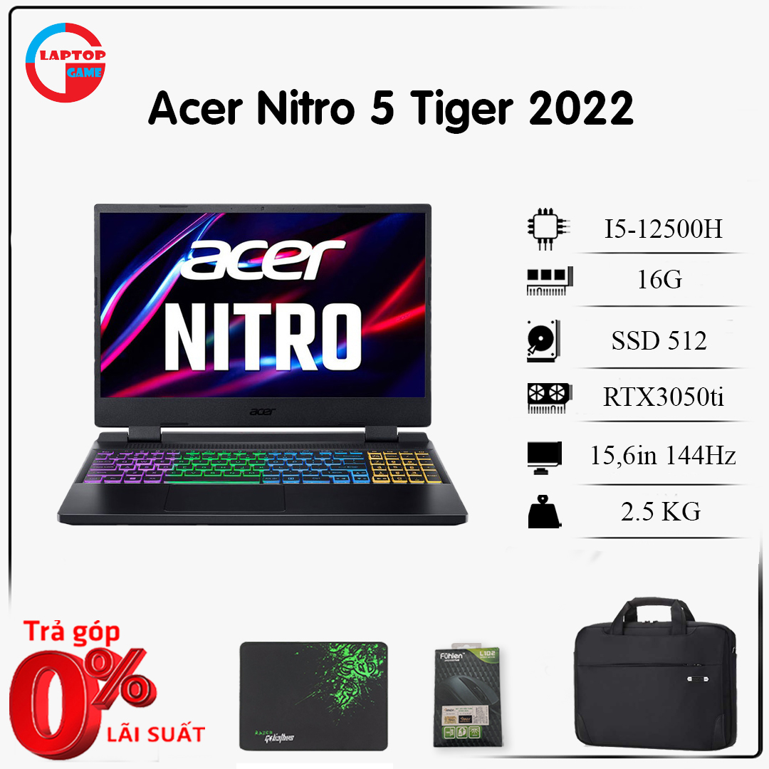 New Refurbished - Acer Nitro 5 Tiger 2022 AN515-58-5046 (Core i5 - 12500H, 16GB, 512GB, RTX 3050TI, 15.6" FHD IPS 144Hz)