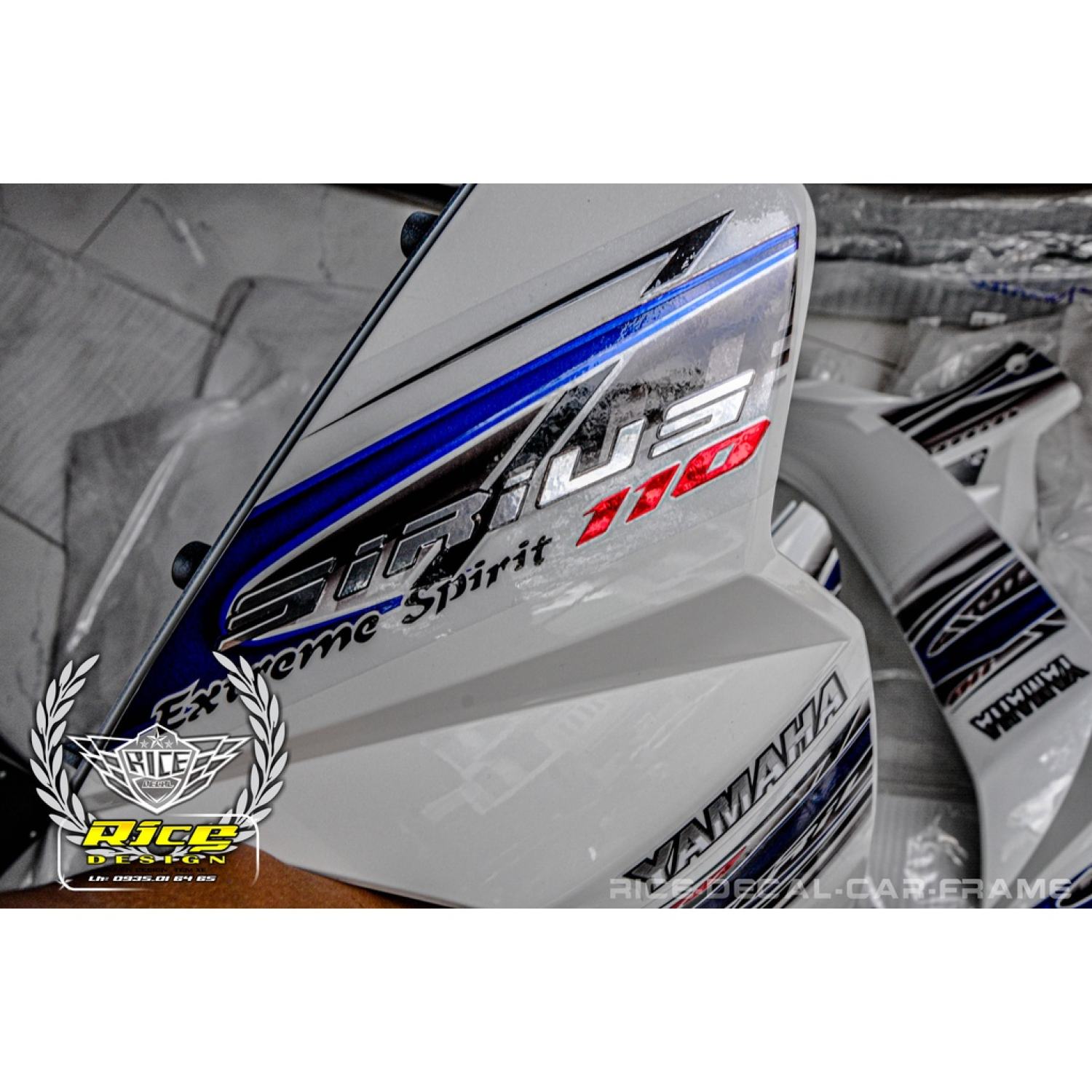 Tem Sirius trắng yếm trong đen mẫu lửa ẩn trong ( Tem in thương Mẫu gốc Rice decal )