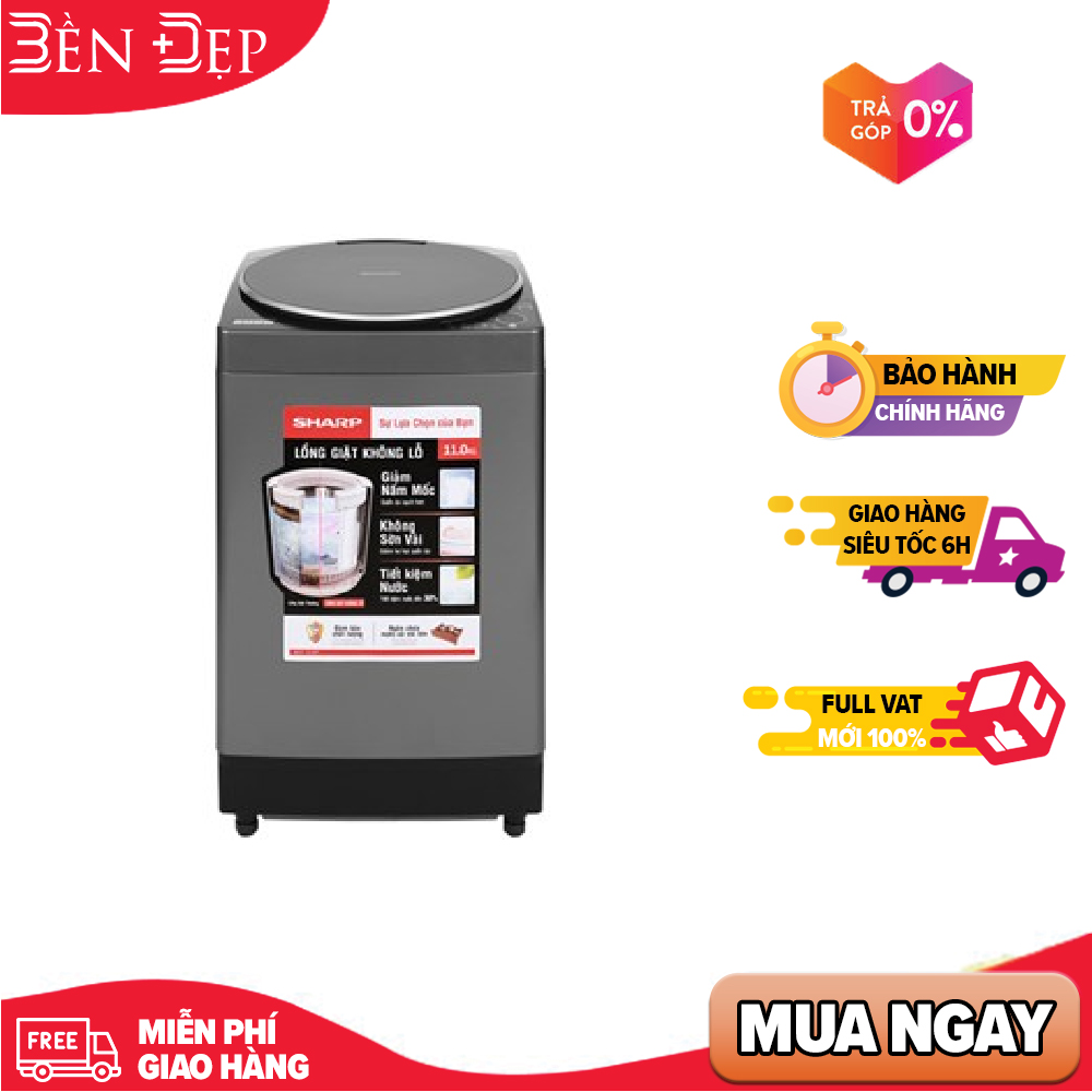 [TRẢ GÓP 0%] Máy giặt Sharp ES-W110HV-S (Giá áp dụng giao tại HN, HCM& các tỉnh liên hệ shop)