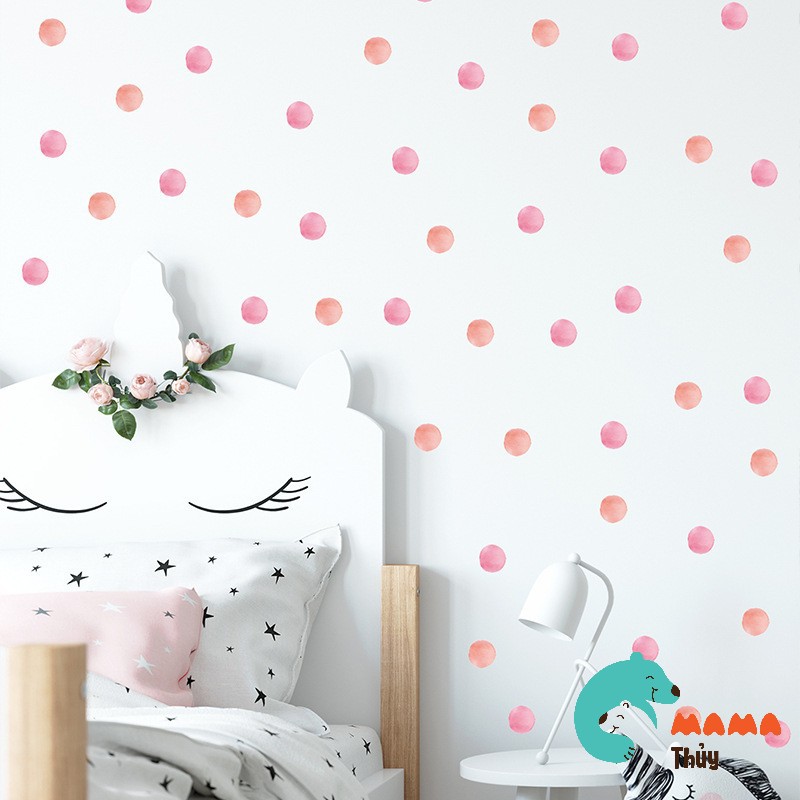 Decal dán tường họa tiết chấm hồng fx-b06