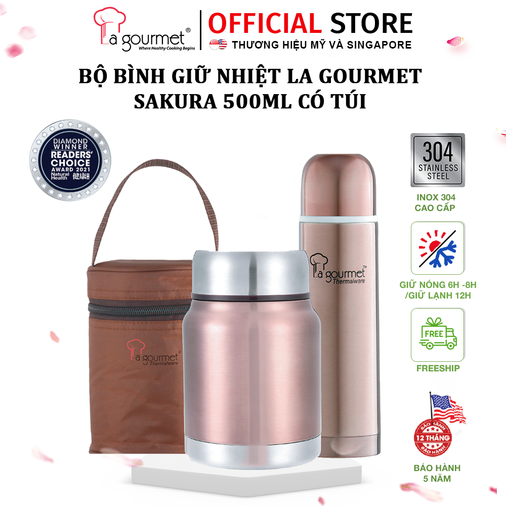 Bộ Hộp Giữ Nhiệt La gourmet Sakura Nâu Đồng 500Ml+500 Ml-302601