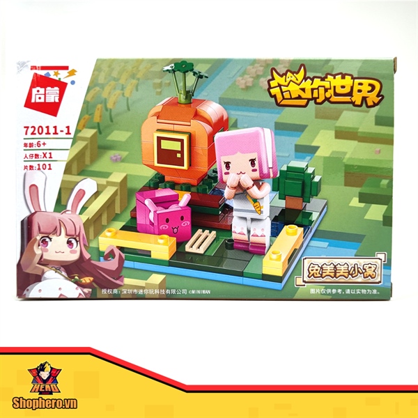Lego Mini World Thỏ Hồng nuôi thỏ
