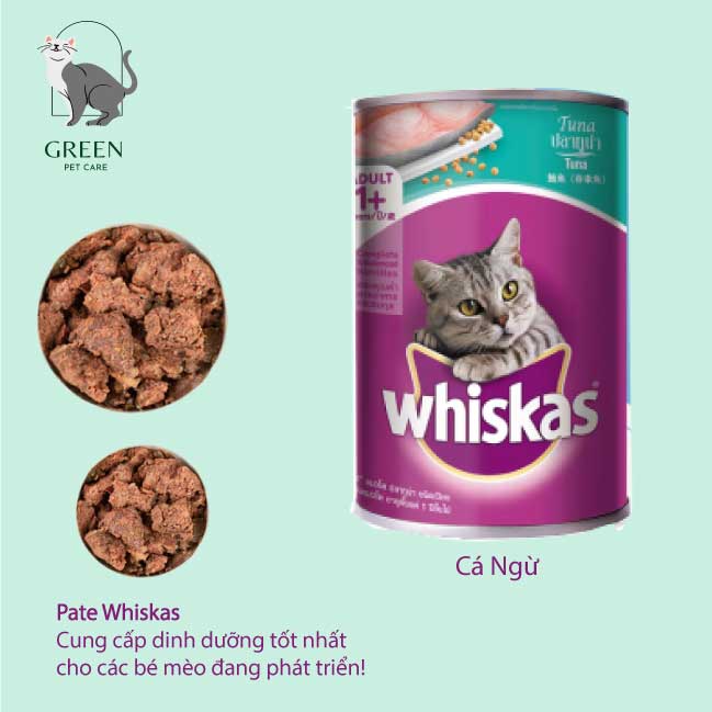Pate Whiskas cho mèo lớn đủ vị dạng lon 400gr