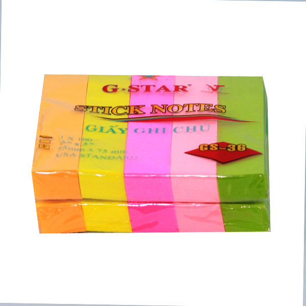 Combo 2 Xấp Giấy Note 3X3 5 Màu ( Giấy Ghi Chú ) Gstar ( 200 Tờ )