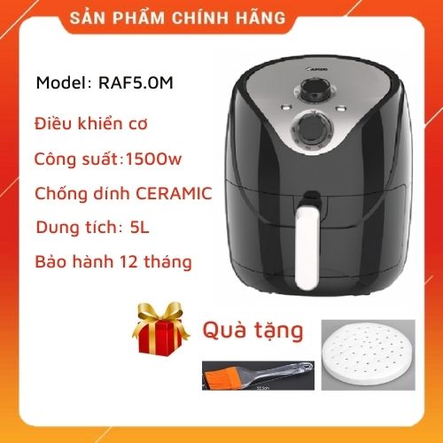 Nồi chiên không dầu 5l rapido raf5.0m 1500w 5l - bảo hành chính hãng 12 tháng