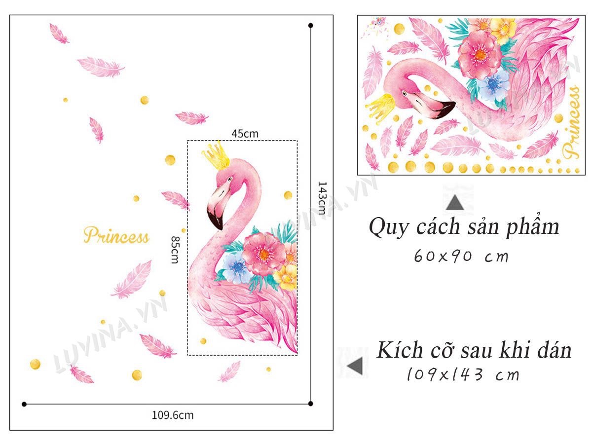 Decal tranh dán tường Công chưa hạc hồng