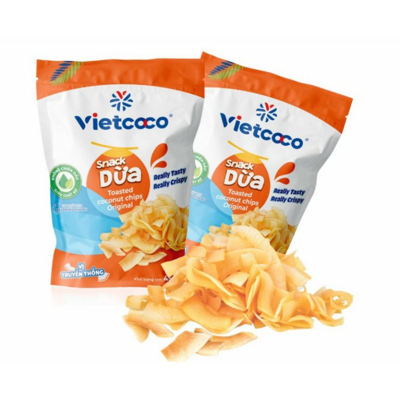 Dừa Sấy Túi 45g Vietcoco thơm ngon giòn tan