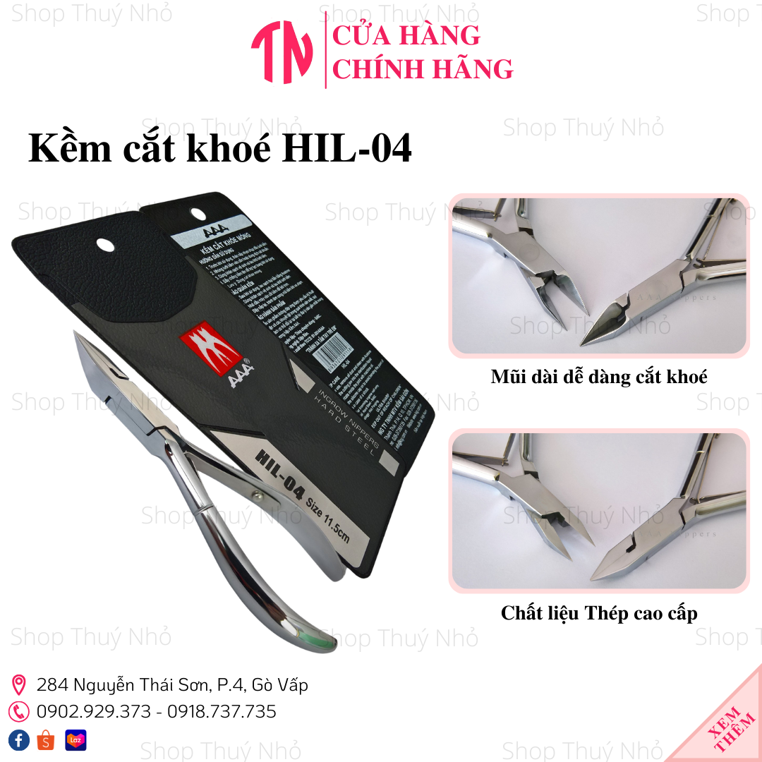 Kềm cắt khoé, lấy khoé móng AAA HIL-04 Inox không gỉ cao cấp mũi dài 125mm dụng cụ làm móng tay chuyên nghiệp nail