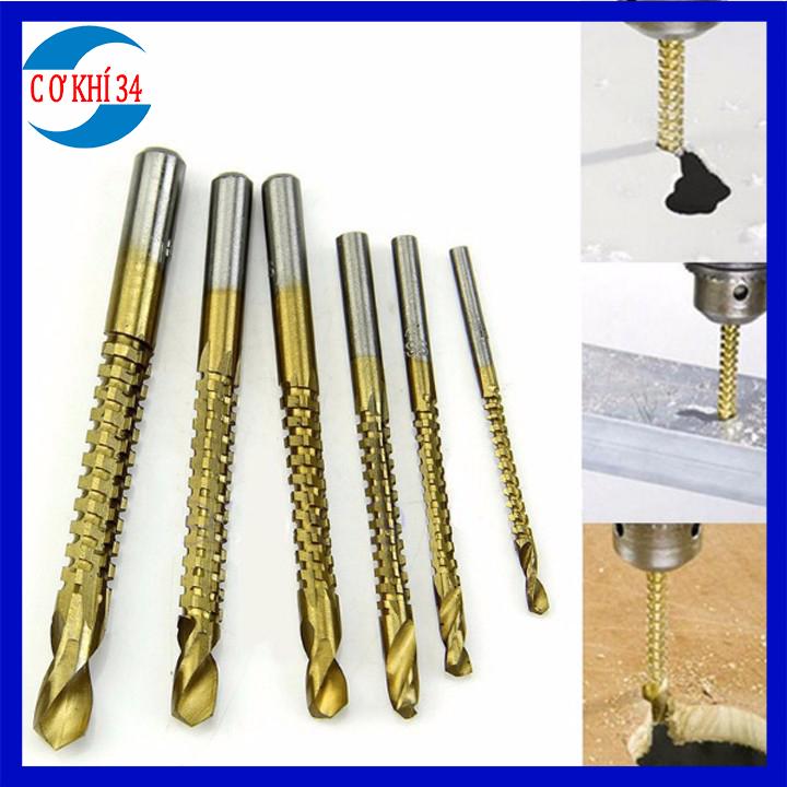Bộ 6 mũi khoan răng cưa đa năng phủ titanium 3-8mm