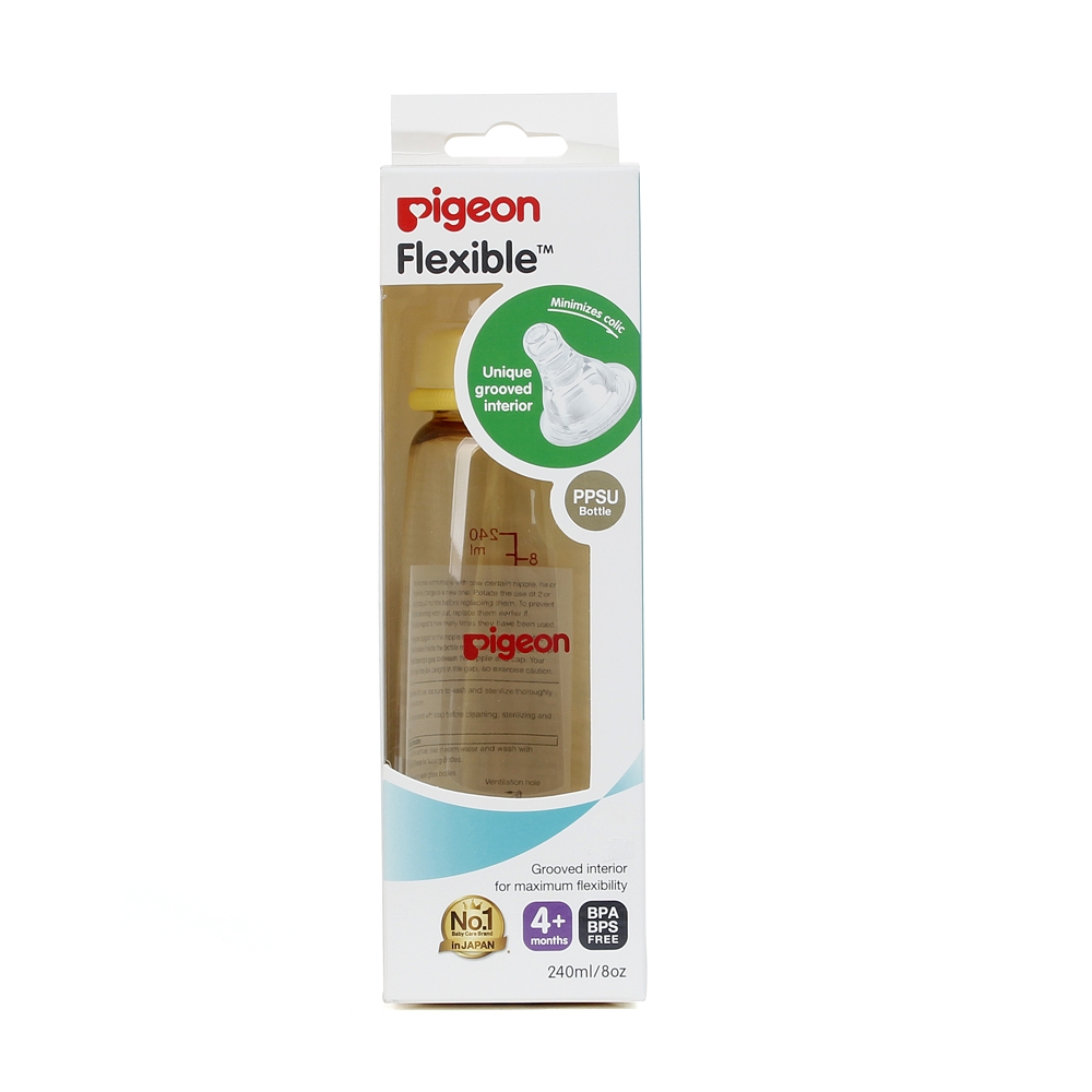 Bình sữa Pigeon nhựa PPSU cổ hẹp 240ml (Vàng)