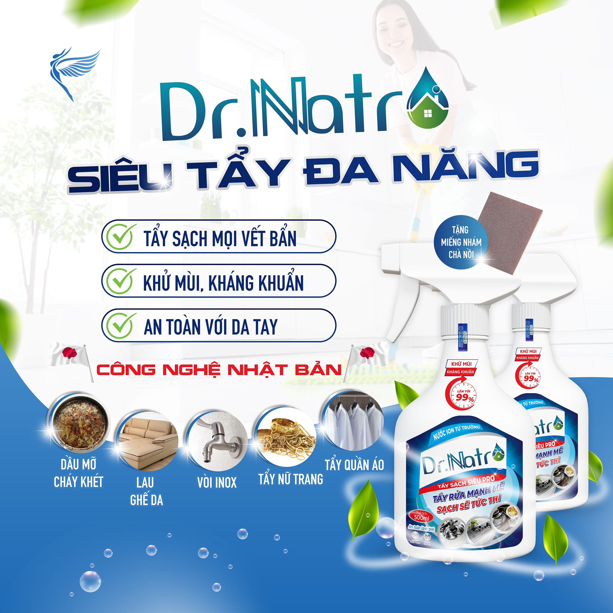 Nước tẩy rửa Ion từ trường Dr Natro