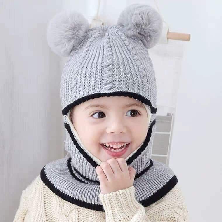 Mũ len liền khăn cổ mẫu Ninja cho bé trai bé gái