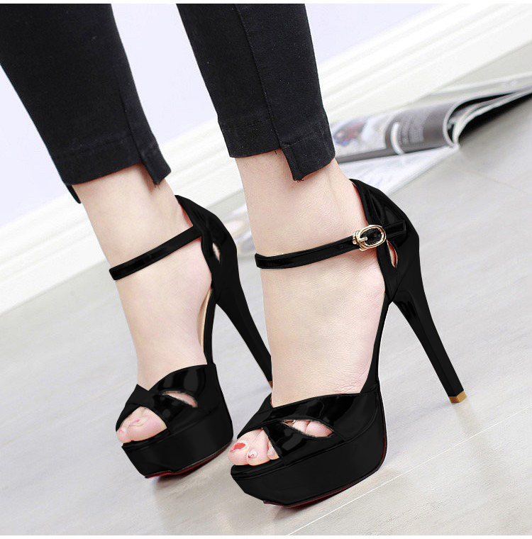 Giày cao gót hở mũi da bóng cao cấp - CG94