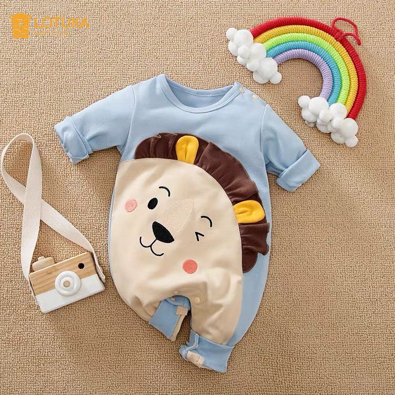 Bộ Body Dài Tay Thu Đông Kèm Mũ Cho Bé Trai Bé Gái Từ 0-12 Tháng Tuổi