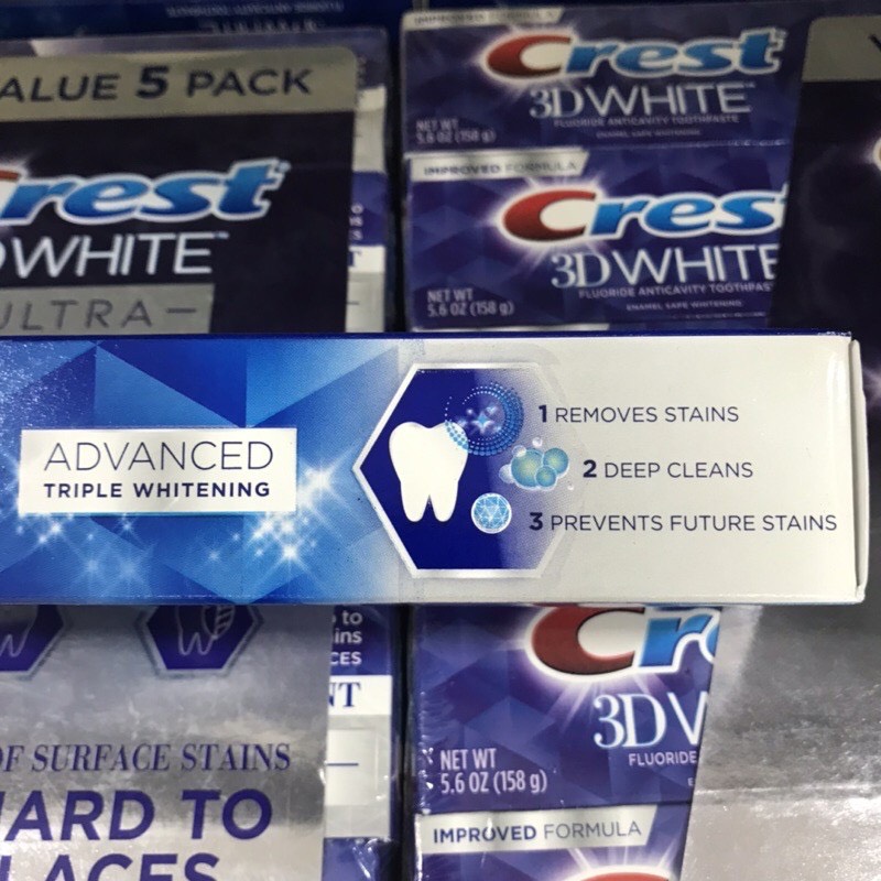 Kem đánh răng Crest 3D White Advanced whitening 158g