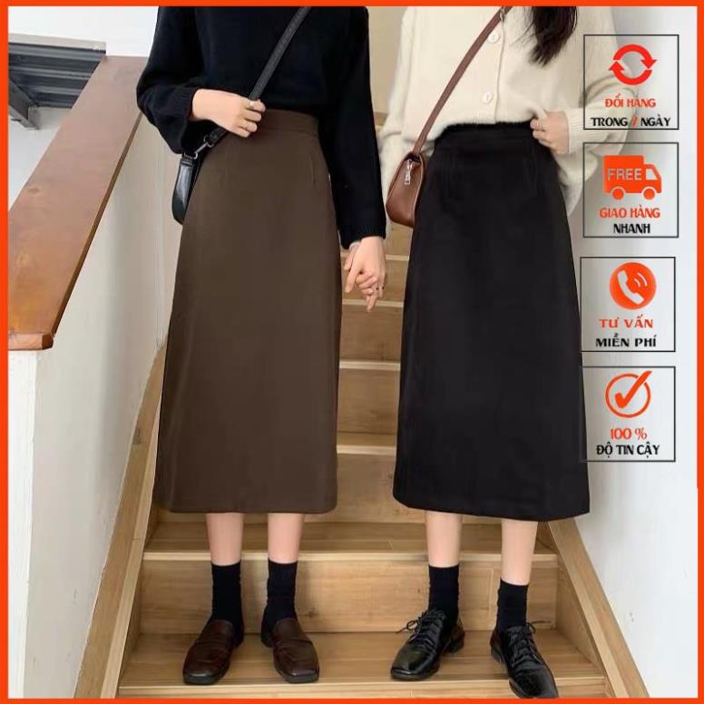 Chân váy Midi xẻ sau mã 306 chất liệu tuyết mưa cao cấp