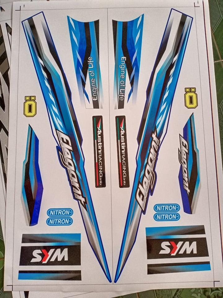 tem rời elegant 50cc xanh trắng