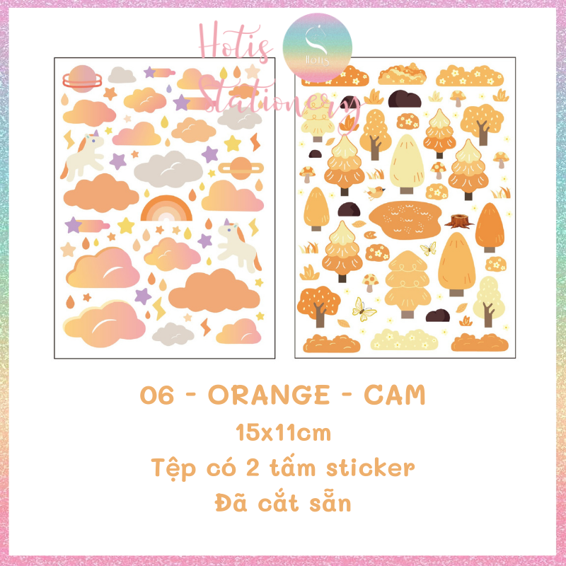 Sticker cây cỏ, đám mây Hotis Cloud Word trang trí card, toploader phong cách Hàn Quốc