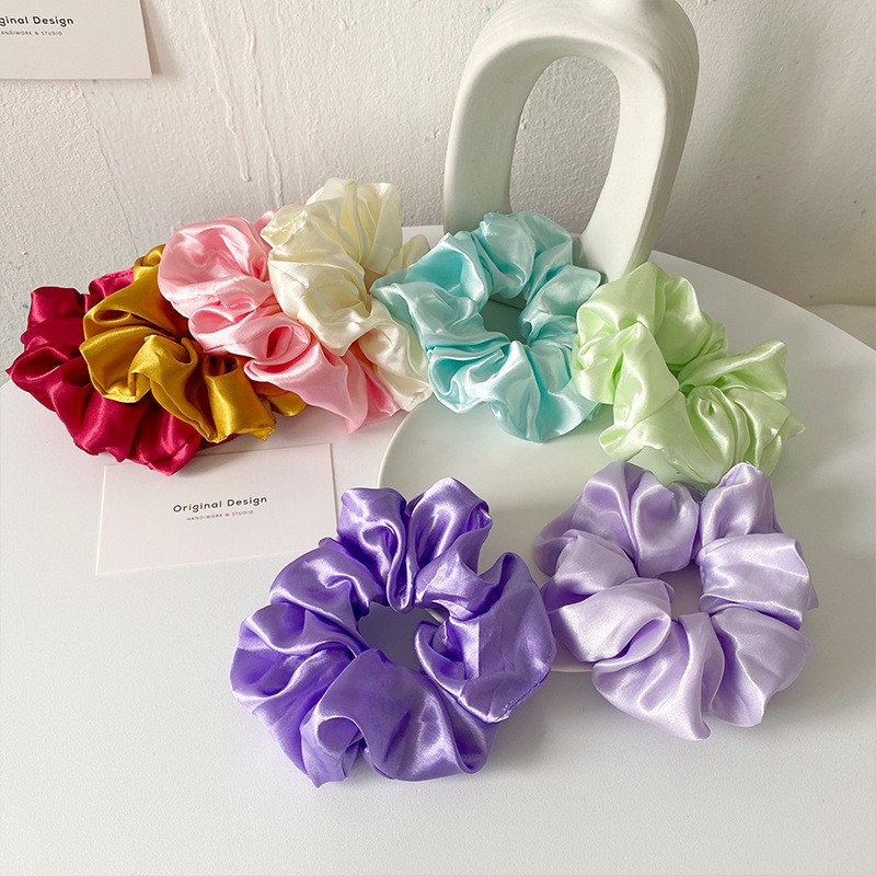 Dây buộc tóc scrunchies phi bóng cao cấp loại to / Dây cột tóc nữ