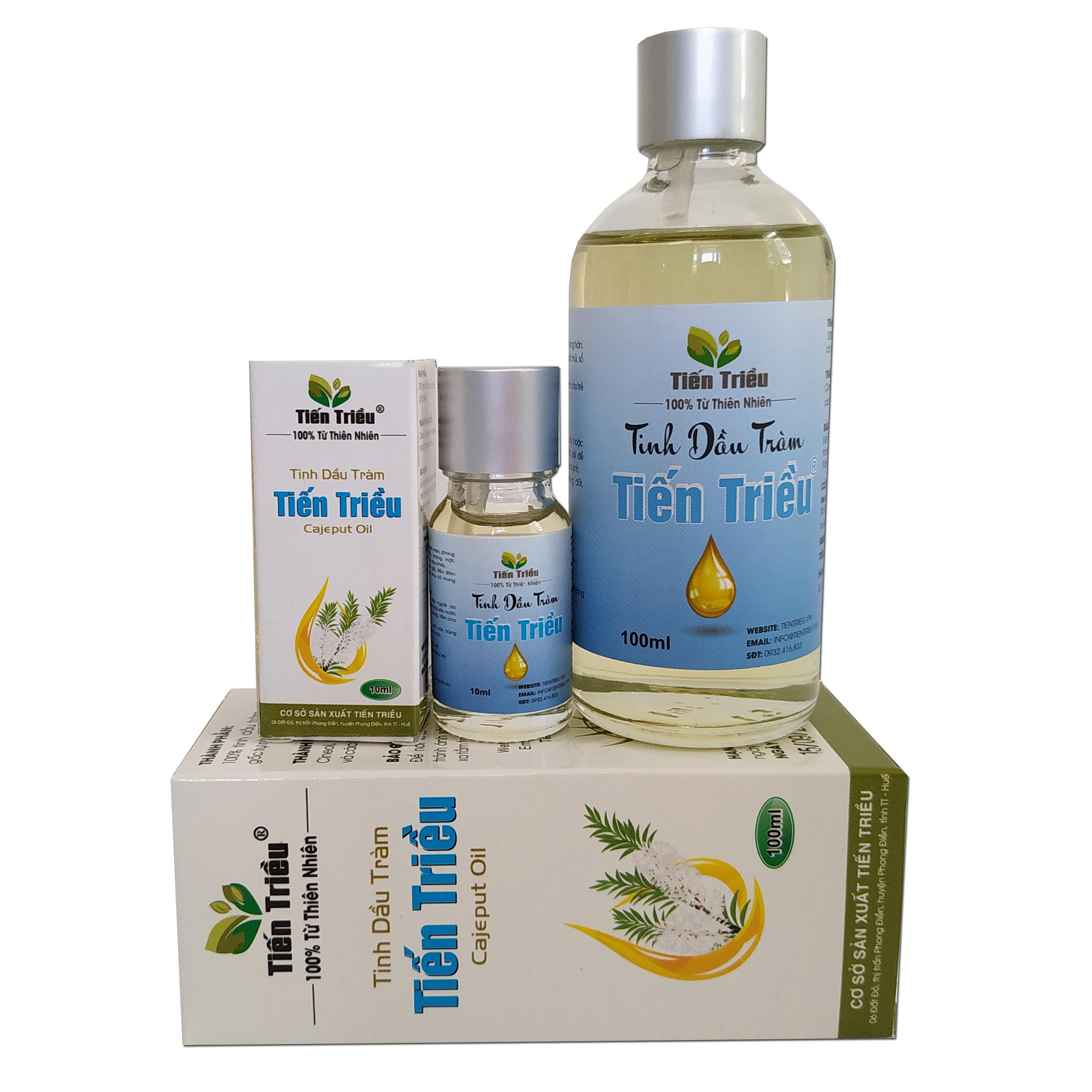 Bộ 2 chai Tinh dầu tràm nguyên chất Tiến Triều 100ml, 10ml