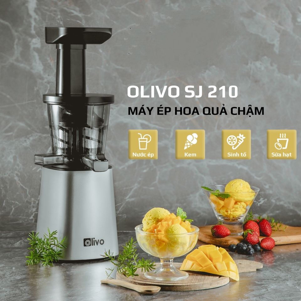 Máy ép chậm Olivo SJ210 Công Suất 200W Thương Hiệu Mỹ, Làm Nước Ép, Làm Kem, Xay Sinh Tố, Bảo Hành 24 Tháng