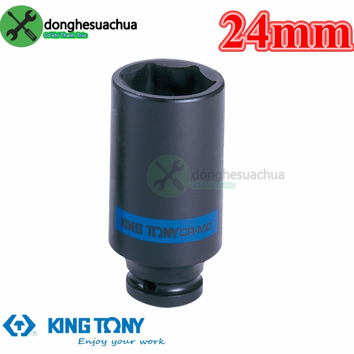Tuýp 24mm đen dài 80mm kingtony 443524m loại 1/2 6 cạnh