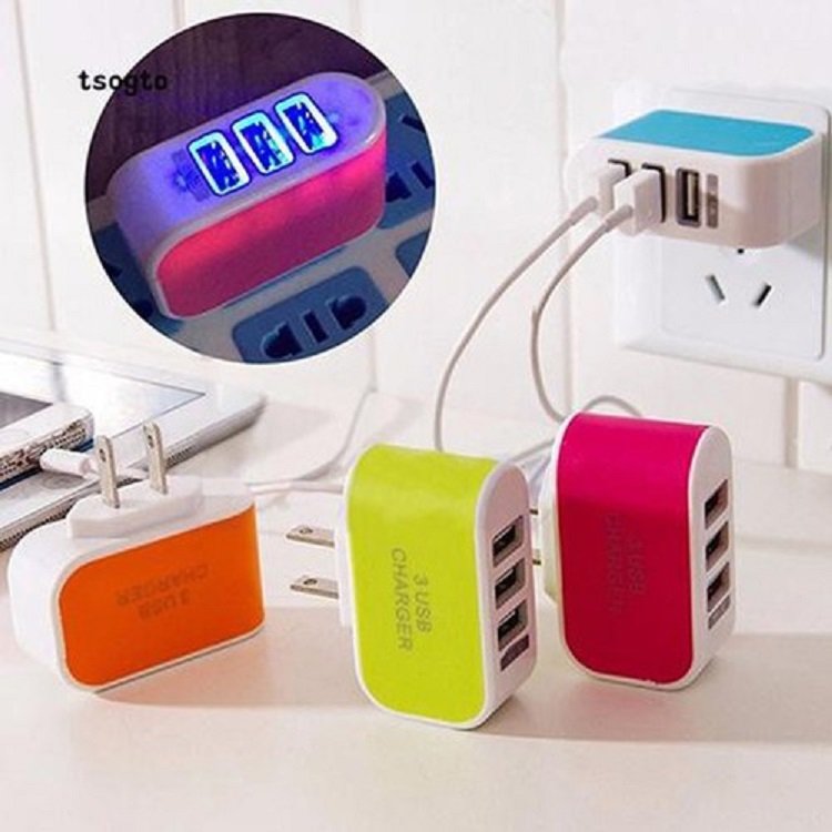 Cốc sạc nhanh cốc sạc điện thoại 3 đầu usb gọn nhẹ dễ sử dụng cực kỳ tiết kiệm điện
