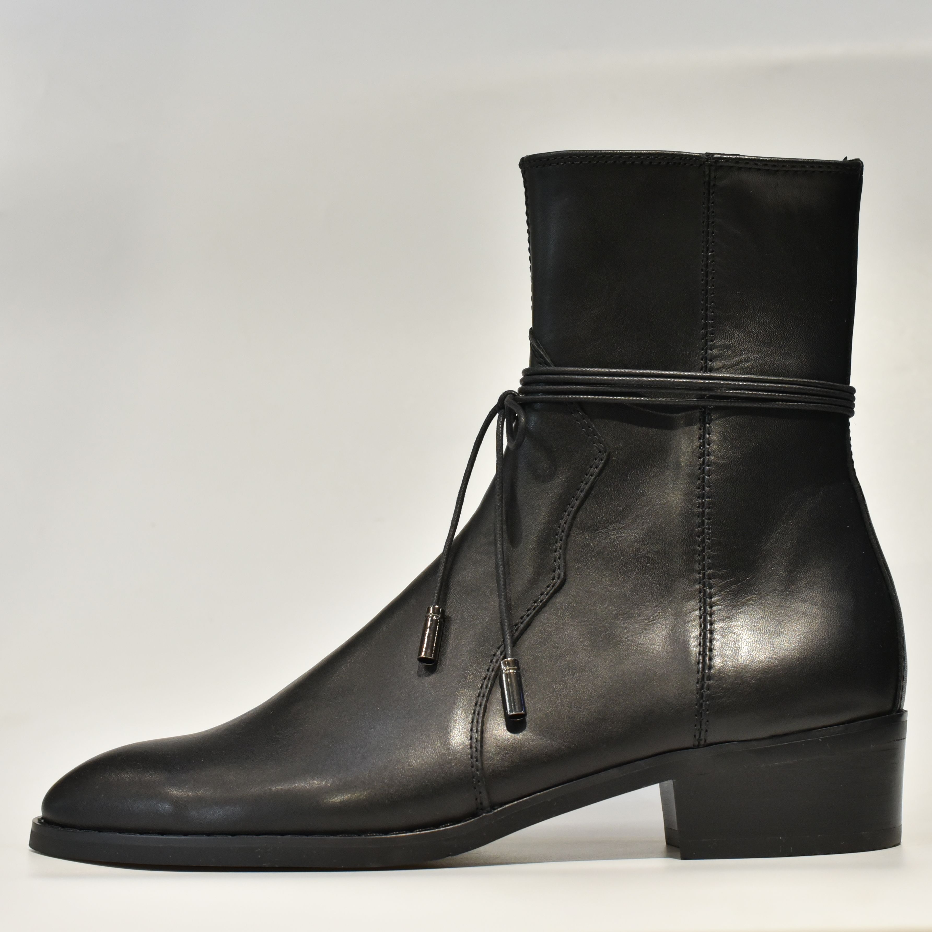 [TATHANIUM Footwear] Giày zip boot màu đen da bò mộc