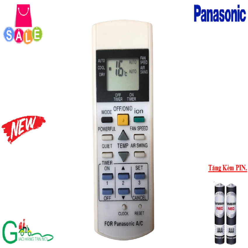 Remote Điều khiển điều hòa Panasonic dành cho các dòng Panasonic CU/CS- 9000BTU 12000BTU 18000BTU 1 chiều  Inverter có nút làm lạnh nhanh Powerfull-Hàng mới 100%-Chất lượng tốt-Tặng kèm PIN