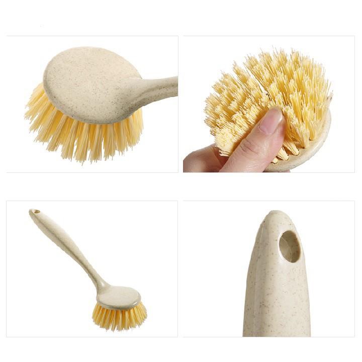 Bàn chải cọ rửa nồi xoong cán dài lúa mạch