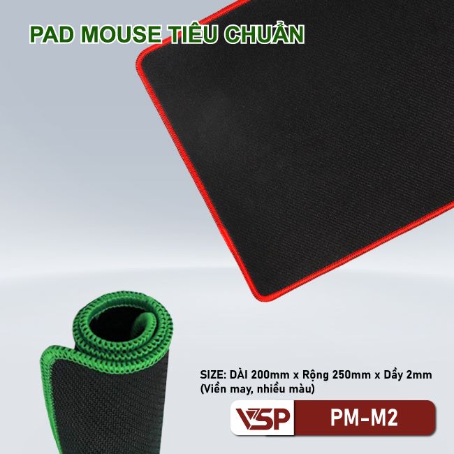 Lót chuột Gaming VSP PM-M2 (L-16) size 200x250x2mm (Viền nhiều màu) - Nhất Tín Computer