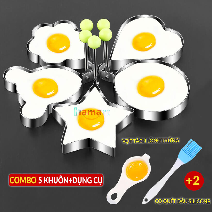 COMBO 5 Styles Stainless Steel Fried Egg Pancake Shaper Omelette Mold Mould Frying Egg Cooking Tools Kitchen Accessories Gadget Rings