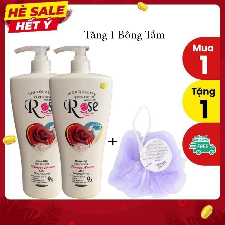 Combo 2 chai sữa tắm dê rose 8x hương hoa hồng