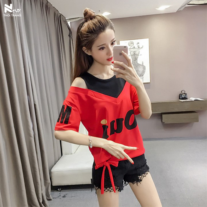 [HCM]Áo Thun Nữ Trễ Vai Eo Cột Nơ - NTT
