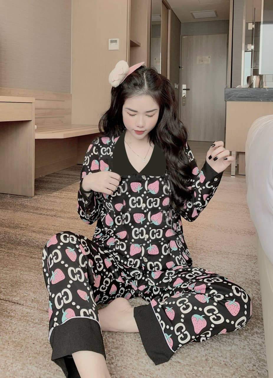 Bộ lụa Pijama lụa loại 1 chất mềm mịn, mát + Ảnh thật ,Bộ Lụa Mango Tay dài